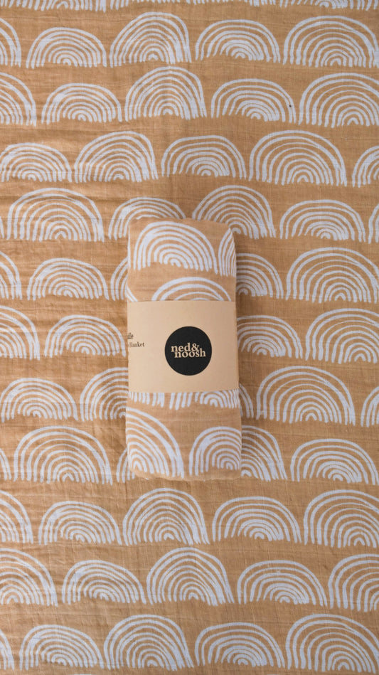 Cotton Muslin Swaddle - Earthy Rainbow