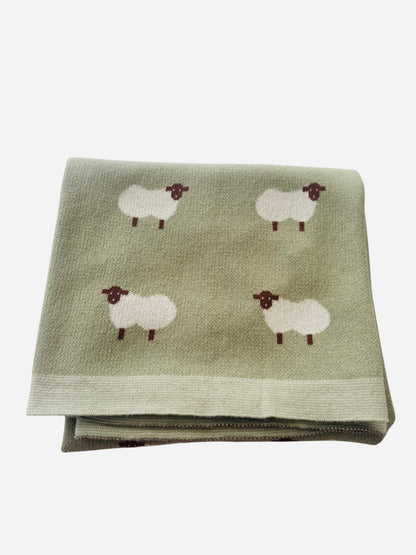 Green Sheep Baby Blanket