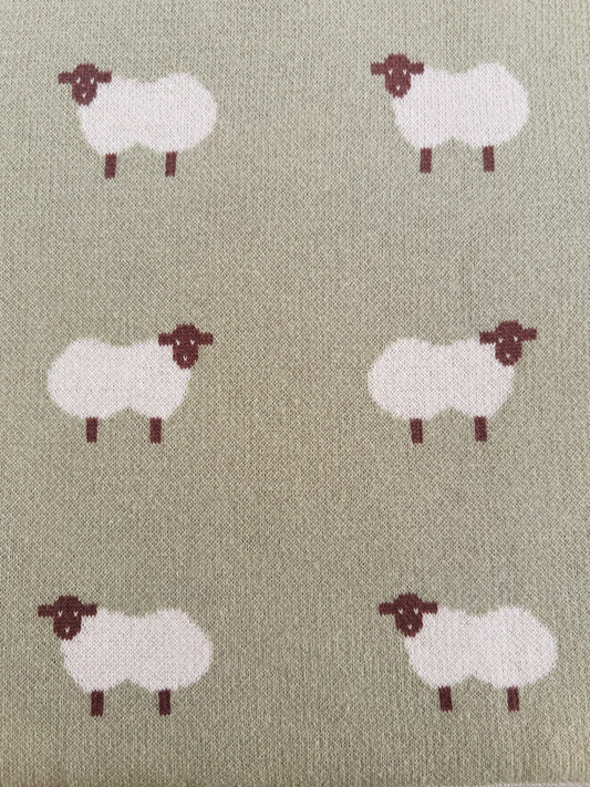 Green Sheep Baby Blanket