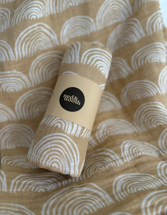 Cotton Muslin Swaddle - Earthy Rainbow