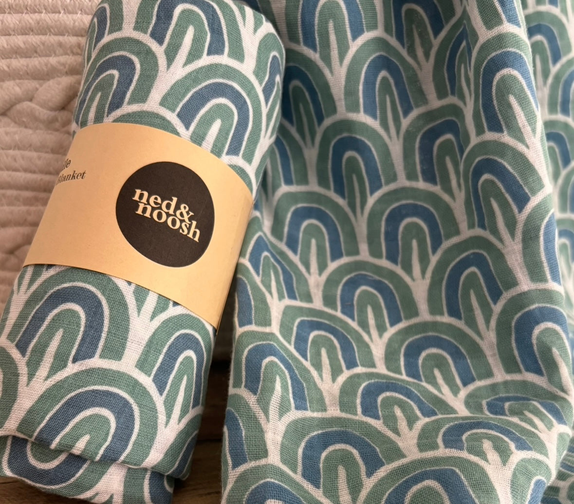 Cotton Muslin Swaddle - Ocean Dream