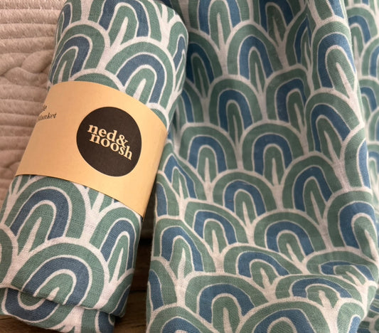 Cotton Muslin Swaddle - Ocean Dream