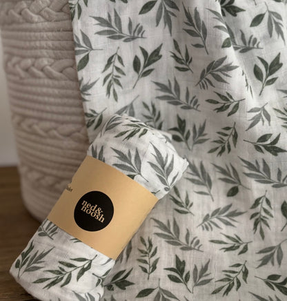 Cotton Muslin Swaddle - Green Leaf