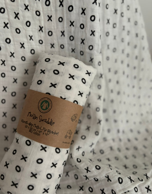 Cotton Muslin Swaddle - Hugs & Kisses