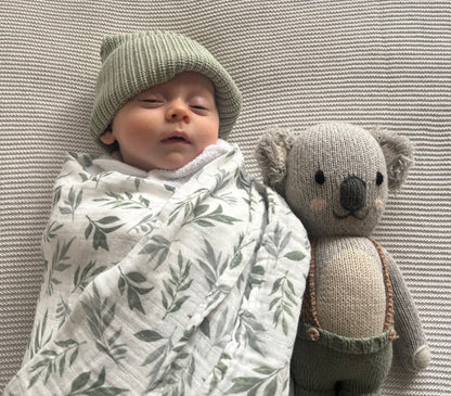 Cotton Muslin Swaddle - Green Leaf