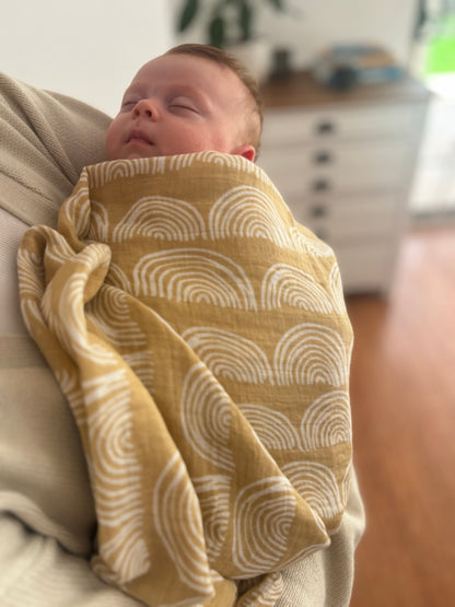 Cotton Muslin Swaddle - Earthy Rainbow