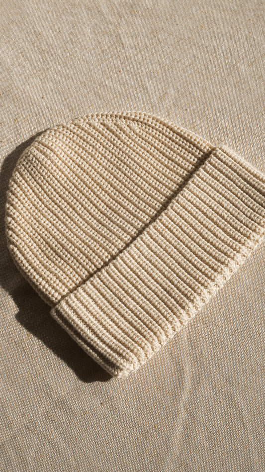 Organic cotton knit beanie - Oat