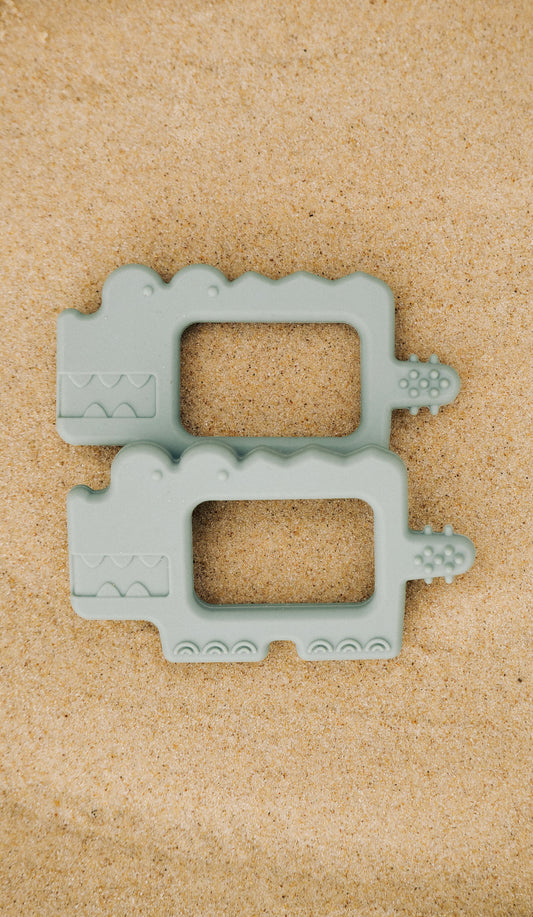 Crocodile Silicone Teether - Sage